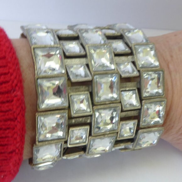5 Row Chunky Square Crystal Bracelet - Picture 1 of 6